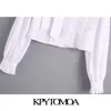 kpytomoa女性ファッションフリルプリーツクロップドブラウス