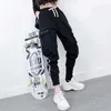 Ny 2020 heta kvinnor byxor stora fickor lastbyxor hög midja baggy taktisk byxa lösa streetwear hip hop joggers x0629