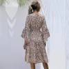 Casual Dresses Boho Office Holiday Black Elegant O Neck XL Long Sleeve Midi Dress Autumn 2022 Women Flower Print Aesthetic Clothes