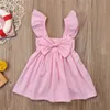 Cute Newborn Kids Baby Girl Dresses Clothing Sleeveless Ruffle Bowknot Dress Princess Clothes Girls Outfits Solid Summer Q0716