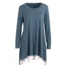 Casual Dresses Women's Lace Stitching Sweatshirt Dress Plus Size Round Neck Pullover Long Sleeve Spring Autumn Female