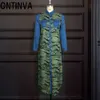 Långtröja Klänning Kvinnor Maxi Casual Sleeve Button Pocket Print Camouflage Beach Vocation Omighty Streetwear Vestidos 210527