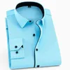 Grande taille 6XL 5XL 4XL 3XL mode hommes chemise marque loisirs solide robe chemises Patchwork sergé affaires social mariage chemises 210708