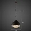 Lampada a sospensione vintage nera industriale Lampadario in cristallo di ferro Illuminazione Apparecchio a soffitto Ristorante Cafe Kitchen Design