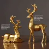 Nordic Christmas Reindeer Figurine 2 Pcs Geometric Resin Sitting Standing Elk Deer Statue For Home Office Decoration He 211101