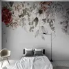 Wallpapers tamanho personalizado pintura a óleo europeu floral 3d papel de parede rosa branco rosa casa decoração mural quarto auto-adesivo