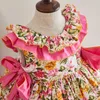Barn spanska blommiga klänningar för tjejer sommar baby spanien vintage boll kappa barn dotter boutique kläder set födelsedag frocks 210615