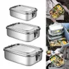 Stainless Steel Lunch Container Bento Food Snack Storage 1000/1200/1400ml Leak-Proof Dinner Box 210709