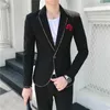 Mode Retro Luxus Anzug Pioniere Männer Formale Party Kleidung Männlich One Button Kleid Zwei-stück Set Hose Jacke mantel X0909