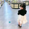 秋の女の子のドレスのファッションのコントラストの色パフ袖の王女の折りたたみ子供のための子供たちの子供たちの子供の服210625