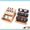 Bijoux Emballage Bijoux Bijoux Pochettes Sacs 2 Pcs Bois 3 Niveaux Bracelet Montre Stand Titulaire Vitrine Affichage Stockage Collier Bracelet Organi