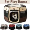 Pet Hund Playpen Tent Crate Room Foldbar Valp Övning Kattbur Vattentät Utomhus Två Dörr Mesh Shade Cover Nest Kennel 210722