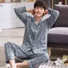 Men Pyjama Set Soft Long Seleeve 2 Pcs Sleepwear Suit Male Sleep Clothing Night Home Wear Casual Pajama Pijama Hombre 211111