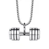 Fashion Hip Hop Gym Sport Dumbbell Pendant Necklace Stainless Steel Chain Necklaces Men Jewelry