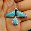 ing Real 925 Sterling Silver Natural Larimar Baleia Tail Lágrima Gota Pingente Gravatas Para Mulheres Presente