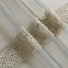 Gardin draperar anpassad högkvalitativ modern enkelhet broderi skarvning silk grå spets guld blackout valance tyll panel m1166294p