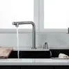 Acier inoxydable 304 SUS évier de salle de bain robinet de cuisine mélangeur d'eau froide retirer la tête de pulvérisation robinet nickel brossé poignée unique3412