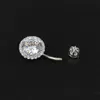 Nombril anneau réel 925 sterling corps piercing bijoux fins zircon rond non allergique broche longueur 6 8 10 mm 925 argent