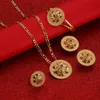 Collana orecchini set oro etiope 4 pezzi catena fiore rotondo pendenti anello regolabile per le donne matrimonio nuziale