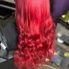 Perucas de cabelo humano frente de renda colorido ondulado pré-plucked frontal completo vermelho borgonha remy peruca brasileira para mulheres negras