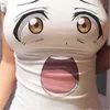 Donne divertenti 3d occhi stampati t-shirt sexy anime cartoon carino espressione espressione straitjacket manica corta t shirt top ladies slim tees y0606