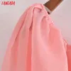 Tangada Femmes Retro Mesh Meshats Patchwork Crop Shirt Chemise Chemise Chêne Chic Tops 3H478 210609