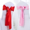 50pcs / Lot Stretch Wedding Chair Cover Атласная ткань Галстук-бабочка Лента Band Свадьба День рождения Украшения Оптовая Dropshipping Y200104