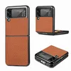 PU Läder Natural Ultra Slim Hårda fall Stötskyddad Anti-Scratch Full Body Protective för Samsung Z Flip 3 5G Case Folding Screen Mobiltelefonväskor