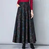 Vintage A-Line Taille haute Jupes en laine Automne Hiver Mode Femme Laine Maxi Femme Casual Long Streetwear 210708