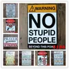 2021 Stupid People Toilettes Cuisine Salle de bain Règles familiales Bar Pub Cafe Home restaurant Decoratio Vintage Tin Signs Retro Metal tin Sign