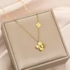 Pendant Necklaces Three-dimensional Camellia Flower Golden Titanium Steel Necklace Ladies Exaggerated Personality Matching Jewelry3237