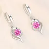 925 Sterling Silver Charm Örhängen Kvinna Mode Smycken Högkvalitativ Blå Rosa Vit Lila Crystal Zircon Hot Selling