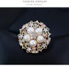 Diamond Pearl Brooch pin Gold Crystal Flower Brooch Corsage Scarf Buckle Dress Suit Pins for Women Fashion Jewelry Gift Will and Sandy