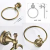Antique Brass Bathroom Accessories Set Wall Mounted 4-Piece Brushed Toilet Paper Holder Robe Hook Towel Bar Towel Ring Brazil T200425
