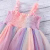 Gooporson Rainbow Colorfull Summer Kids Princess Dress Sequins Mesh Suspender Dress Toddler Girls Costume Party Vestidos 210715