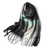 2020 Nya Kvinnor Plaid Scarf Vinter Pashmina Shawls Cashmere Tjock Wraps Lady Tassel Warm Scarves Rainbow Hairy Bufanda Q0828