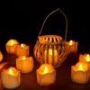 6/12/24pcs ambre jaune scintillement synchronisation sans flamme bougies de lumière de thé avec minuterie pour les décorations (6 heures sur 18 jllVEb