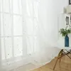 Zasłona Zasłony Punch-Free Sheer White Window Curtains Samoprzylepna Piękna gwiazda Voiles do salonu Decor Sypialni TJ6782
