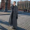 Trench-Coats Femme Lâche Surdimensionné X-Long Manteau Mode Coréenne À Double Boutonnage Ceinture Dame Coupe-Vent Printemps Survêtement Gris