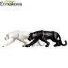 ERMAKOVA Statua di pantera Figurina di animali Stile geometrico astratto Resina Leopardo Scultura Home Office Decorazione desktop Regalo 21072274J