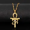 Wholale Gold Egyptian Ankh Eye of Horus Pendant Hip Hop Necklace With Box Chain279H5418153