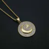 Hip Hop Hiphop Jewelry Titanium Steel Gold Plated Muslim Star Moon War Flag Pendant Necklace4332754