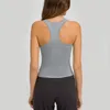 L-140 Yoga toppar andningsbara träningsskjortor Fitnessutrustning Sexig Vest Quick Dry Short T Slim Fit Women Tank med koppar Socktäta sportstopp