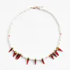 Chokers Summer Red Pepper Imitation Pearl Glass European and American Temperament visar modehalsbandsmycken för kvinna