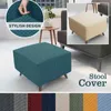 Rectangle Ottoman Stool Cover Slipcover Jacquard Square Footstool Sofa Furniture Protector s Footrest Chair 211207