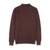 High Quality 6 Solid Color Sweater For Men Slim Turtleneck Long Sleeve Pull Homme Knitted Brown