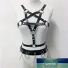 Punk Faux Leather 2 Piece Set Women Fashion Pentagram Crop Top Chain Harness Belt Rave Festival Party Two Piece Club Outfits Factory price expert design Quality