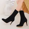2022 Plus Size 3248 Women Fetish Suede Boots Stiletto 10cm High Heels Purple Yellow Neon Green Short Ankle Booties Peach Shoes1984758