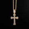 TOPGRILLZ Luxury Classic Cross Iced Out Round Cross Pendant Gold Color Copper Material Hip Hop Fashion Jewelry For Gift X0707