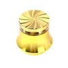 63mm /2.48 "황금 금속 허브 그라인더 흡연 금 향신료 담배 연삭 한 드럼 모양 4 피스 알루미늄 합금 핸드 뮬러 투명 창 디자인